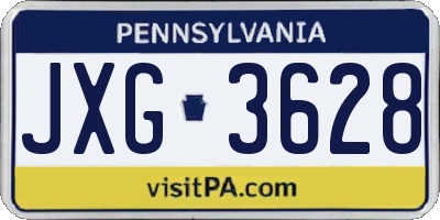 PA license plate JXG3628