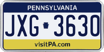 PA license plate JXG3630