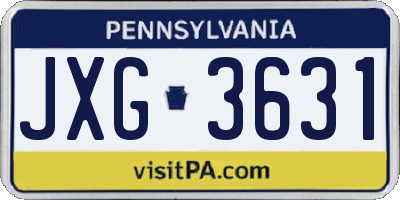 PA license plate JXG3631