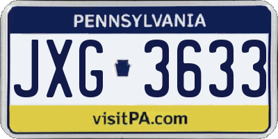 PA license plate JXG3633