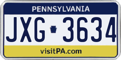 PA license plate JXG3634