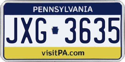 PA license plate JXG3635