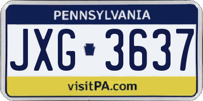 PA license plate JXG3637