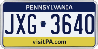 PA license plate JXG3640