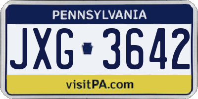 PA license plate JXG3642