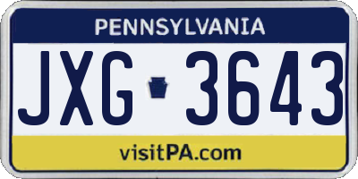 PA license plate JXG3643