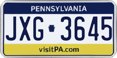 PA license plate JXG3645