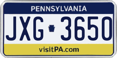 PA license plate JXG3650
