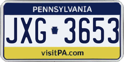 PA license plate JXG3653