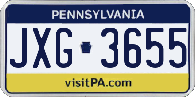 PA license plate JXG3655