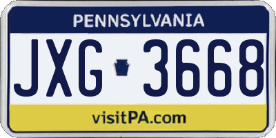 PA license plate JXG3668