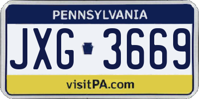 PA license plate JXG3669