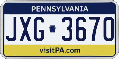 PA license plate JXG3670