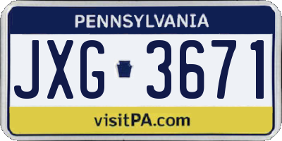 PA license plate JXG3671