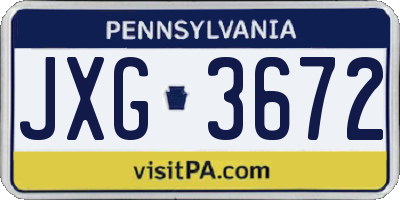 PA license plate JXG3672