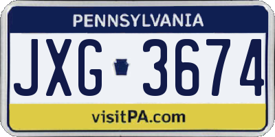 PA license plate JXG3674
