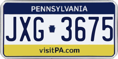 PA license plate JXG3675