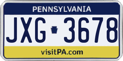 PA license plate JXG3678