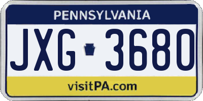 PA license plate JXG3680