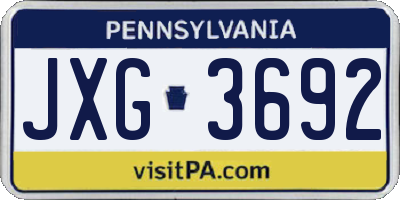 PA license plate JXG3692