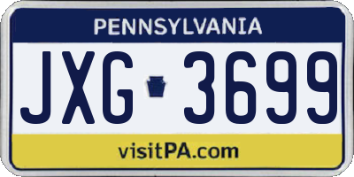 PA license plate JXG3699