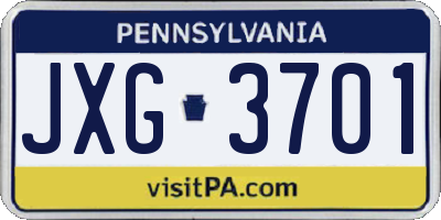 PA license plate JXG3701