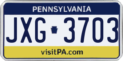 PA license plate JXG3703