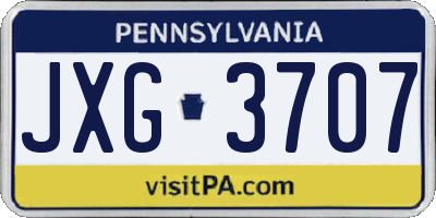 PA license plate JXG3707