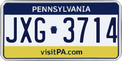 PA license plate JXG3714