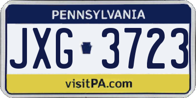 PA license plate JXG3723