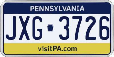 PA license plate JXG3726