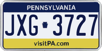 PA license plate JXG3727