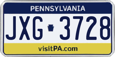 PA license plate JXG3728