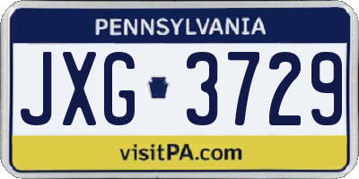 PA license plate JXG3729