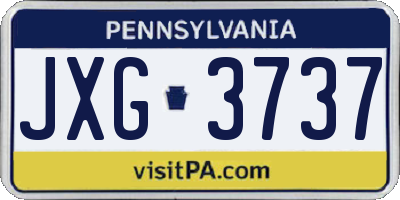 PA license plate JXG3737