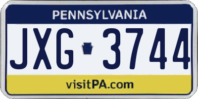 PA license plate JXG3744