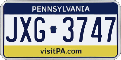 PA license plate JXG3747