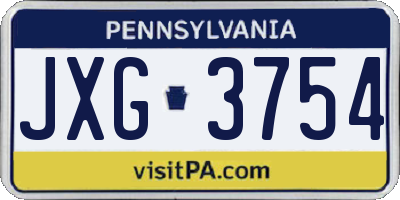 PA license plate JXG3754
