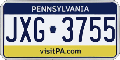 PA license plate JXG3755