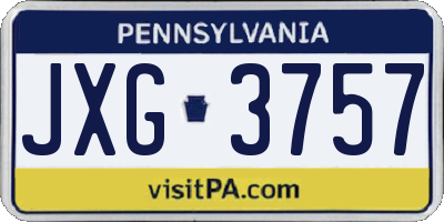 PA license plate JXG3757