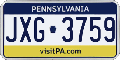 PA license plate JXG3759