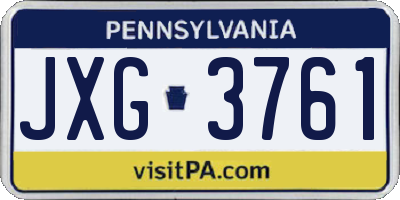 PA license plate JXG3761