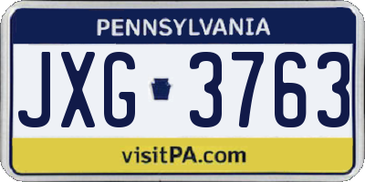 PA license plate JXG3763