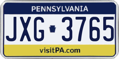 PA license plate JXG3765
