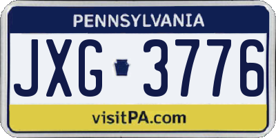 PA license plate JXG3776