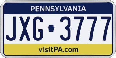 PA license plate JXG3777