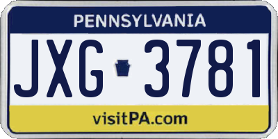 PA license plate JXG3781