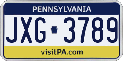 PA license plate JXG3789