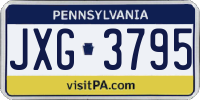 PA license plate JXG3795