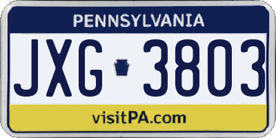 PA license plate JXG3803